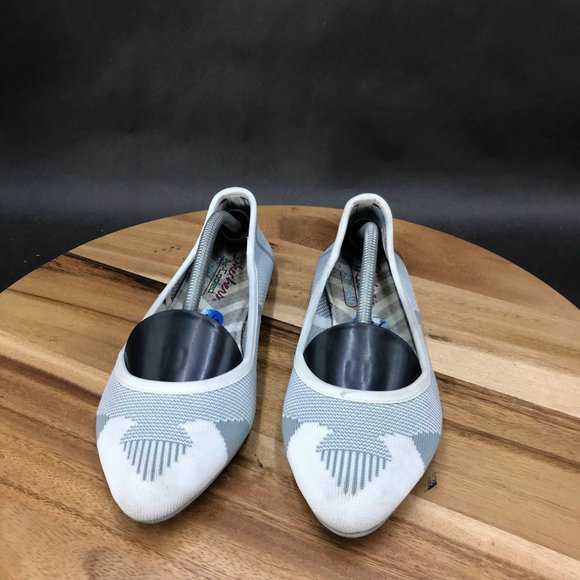 Skechers Cleo Bewitched Gray White Knit Pointed Toe Flats Slip On Womens Sz 7.5 - Picture 2 of 7